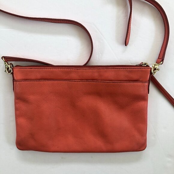 Fossil Melon Color Crossbody Shoulder Trap Leather Bag - Picture 2 of 12